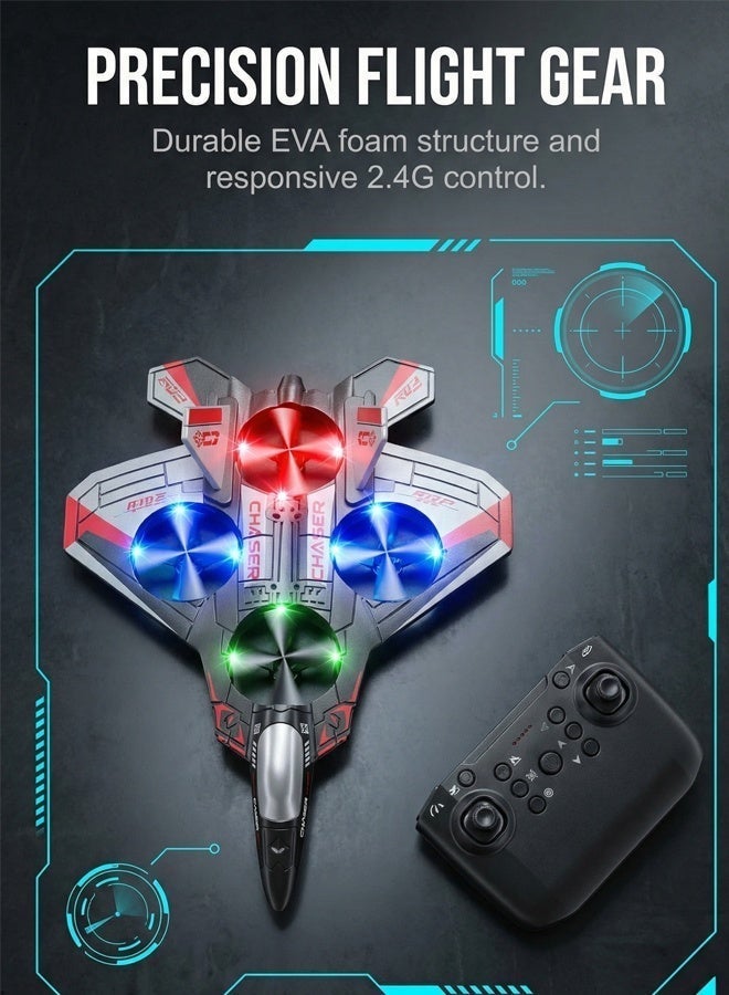 Fyliz RC Helicopters Plane for Kids, Foam Drone Airplane with Remote Control and LED Lights (Red) - Image 2